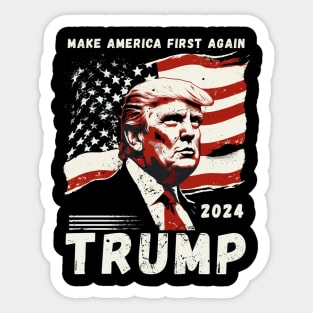 Donald Trump President 2024 America First Again USA Flag Sticker